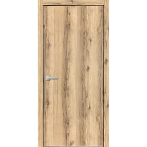 0010 24 in. x 80 in. Flush No Bore Oak Finished Pine Wood Interior Door Slab with Hardware