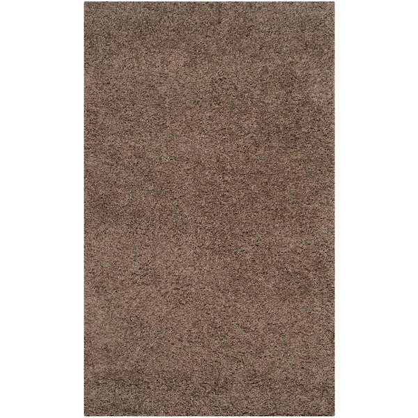 SAFAVIEH Laguna Shag Taupe Doormat 3 ft. x 5 ft. Solid Area Rug