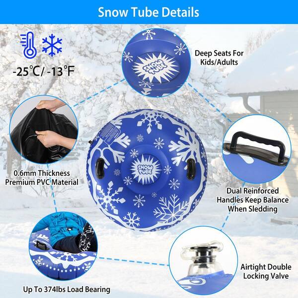 Dilonfi Snow Tube - Inflatable Snow Sled with Handles 47 Inch Heavy Duty Snow  Toys Winter Sled Outdoor for Kids and Adults blue