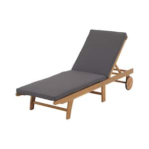 OC Orange Casual Acacia Wood Outdoor Chaise Lounge Chair with Adjustable Backrest, Dark Grey Cushions