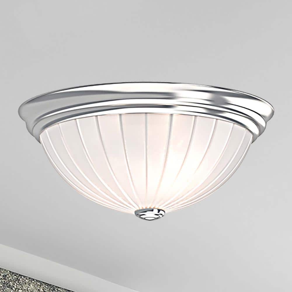 Brushed Nickel Frosted Glass Dome Flush Mount Light