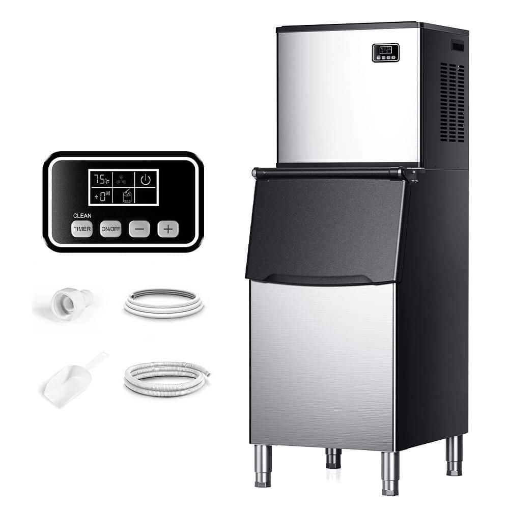 23 in. 450 lb. /24H Commercial Freestanding Ice Maker in Silver, Stainless Steel, 250 lb. with 250 lb. Storage Capacity