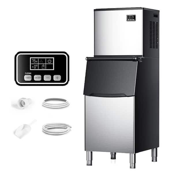 SIMZLIFE 23 in. 450 lb. /24H Commercial Freestanding Ice Maker in Silver, Stainless Steel, 250 lb. with 250 lb. Storage Capacity