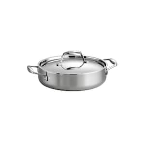 Tramontina Covered Deep Saute Pan Stainless Steel Induction-Ready Tri-Ply  Clad 3-Quart, 80116/058DS