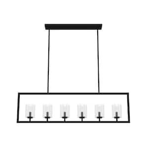 Kerrison 6-Light Natural Iron Shaded Chandelier with Clear Seeded Glass Shades