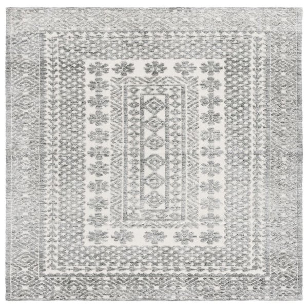 SAFAVIEH Audrey 6 ft. x 6 ft. Ivory/Gray Diamond Border square Area Rug