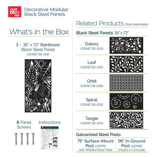 OUTDECO Rainforest 3 ft. x 6 ft. Powder Coated Steel Decorative