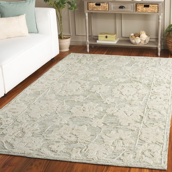 Marquee 8 ft. x 10 ft. Gray/Light Brown Border Floral Area Rug