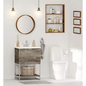 Stoneham 25 in. W x 19 in. D Vanity in Driftwood Gray with Cultured Marble Vanity Top in White with White Basin
