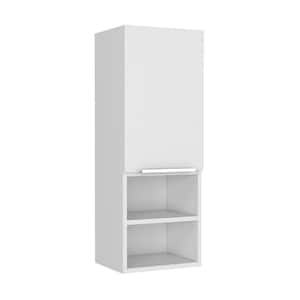 11.8 in. W x 10 in. D x 32.08 in. H Bathroom Storage Wall Cabinet in White Finish with Open and Interior Shelves