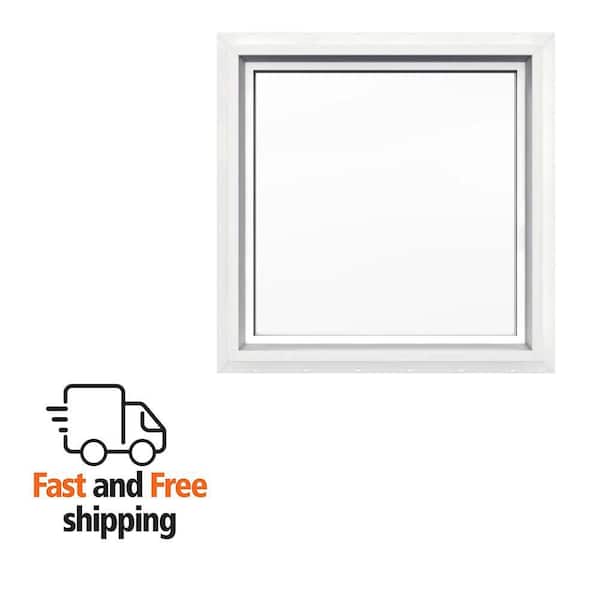 V-4500 24 in. x 24 in. White Vinyl Nailfin Picture Window with Low E, Argon, and No Grids