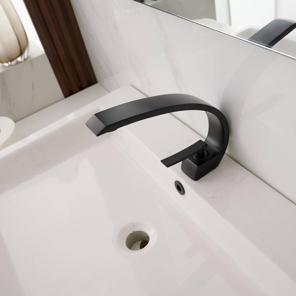 Matte Black Single Handle Mid Arc Bathroom Faucet