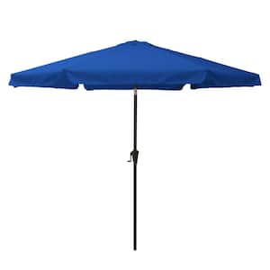 10 ft. Steel Market Crank Open Patio Umbrella in Blue