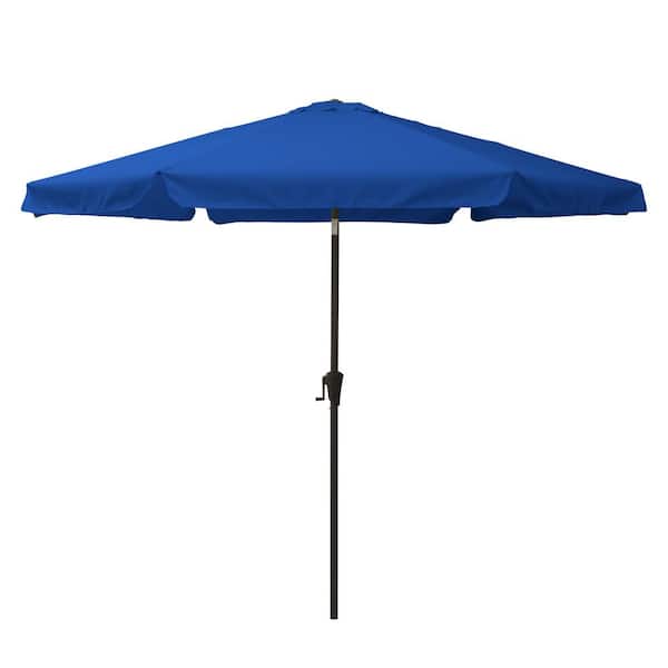 CorLiving 10 ft. Steel Market Crank Open Patio Umbrella in Blue