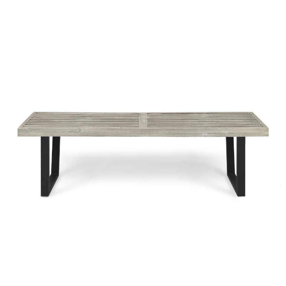 Cior Gray Acacia Wood Slatted Patio Outdoor Dining Bench with Sled Base price history on PriceWatchPro