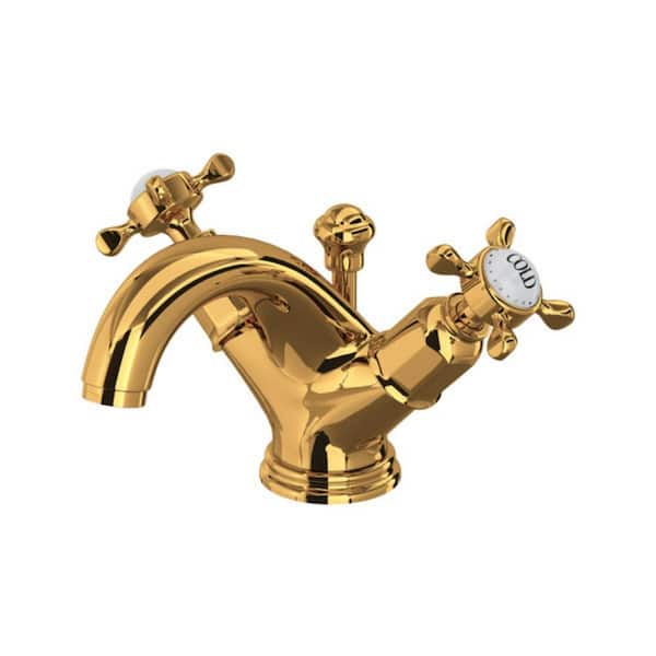 Edwardian Double-Handle Single-Hole Bathroom Faucet with Drain Kit Included in English Gold