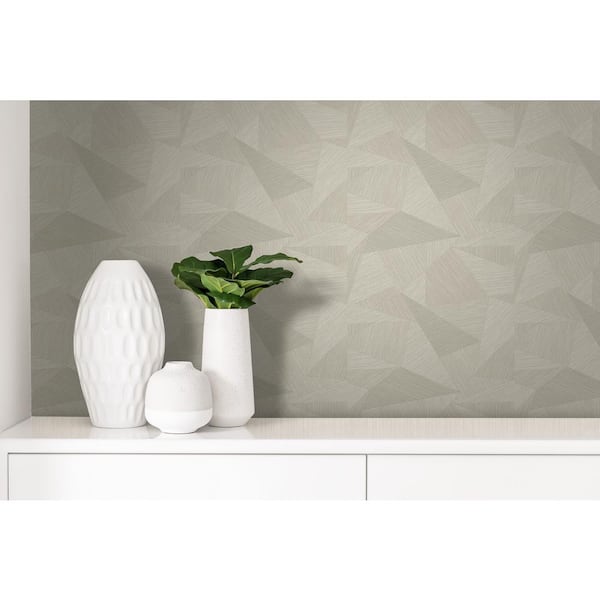 Casa Mia Geometric Triangles Beige Paper Non-Pasted Strippable Wallpaper Roll (Cover 60.75 Sq. ft.)