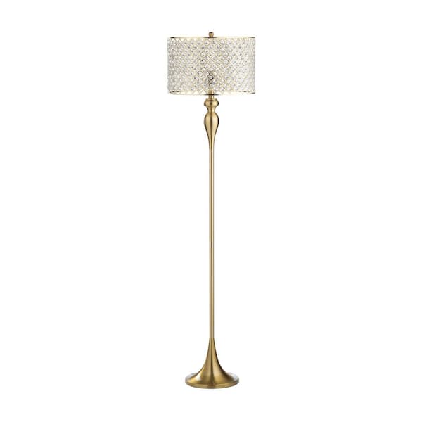 63.5 in. Brushed Modern and Contemporary Standard Floor Lamp with Gold Metal Shade