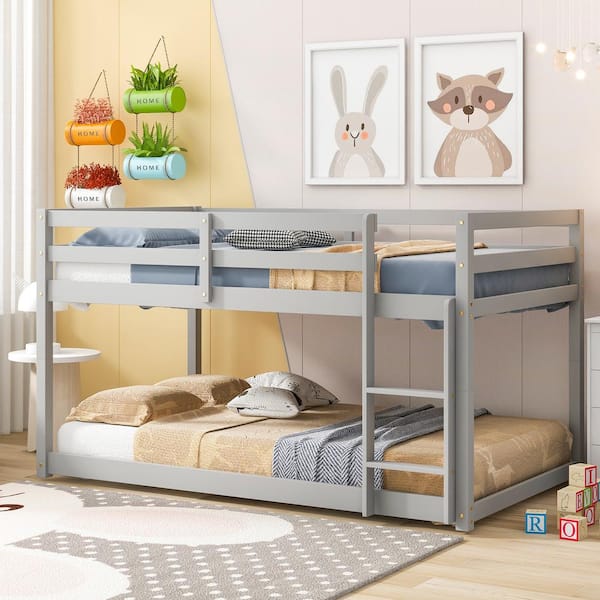 Polibi Grey Twin Over Twin Floor Bunk Bed