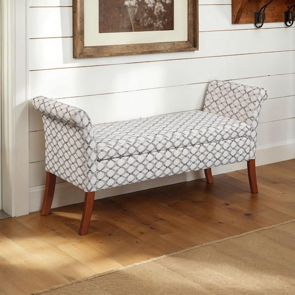 Designs 4-Comfort Garbo Entryway Ribbon Pattern Fabric Storage Bench 25.75 in. H x 51.5 in. W x 17 in. D