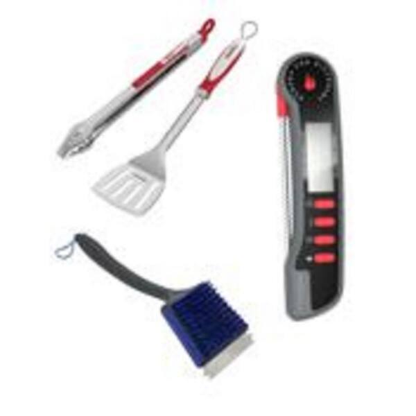 Nexgrill Revelry Stainless Steel BBQ Grill Tool Set with Digital Thermometer and Cleaning Brush Kit