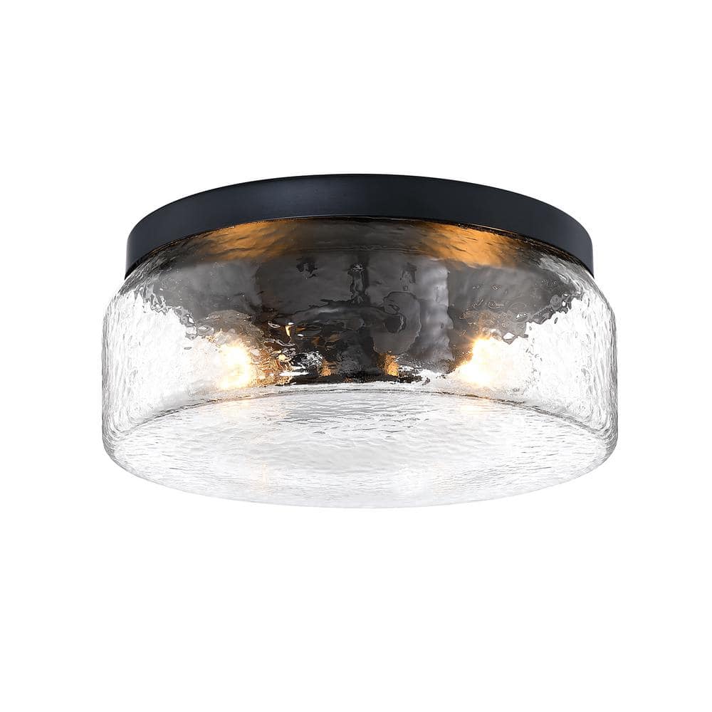 Rose Marie 13 in. Transitional Matte Black Medium-Base (E26) Bulb Flush Mount for Kitchens