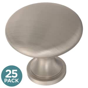 Essentials Mushroom 1-1/4 in. (32 mm) Nickel Round Cabinet Knob (25-Pack)