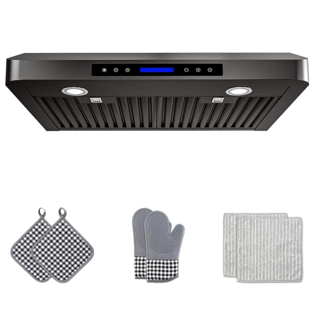 30 in. 600 CFM Ducted Under Cabinet Range Hood with 3 Venting Options, Remote, Touch Control LCD in Black price history on PriceWatchPro