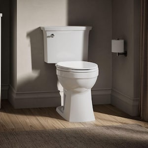 Elmbrook 12 in. Rough In 2-Piece 1.28 GFP Single Flush Elongated Chair Height Toilet in White with Soft Close Seat