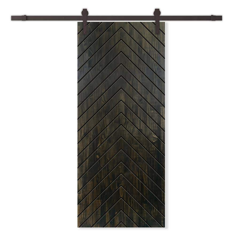 CALHOME 42 in. x 84 in. Charcoal Black Stained Pine Wood Modern ...