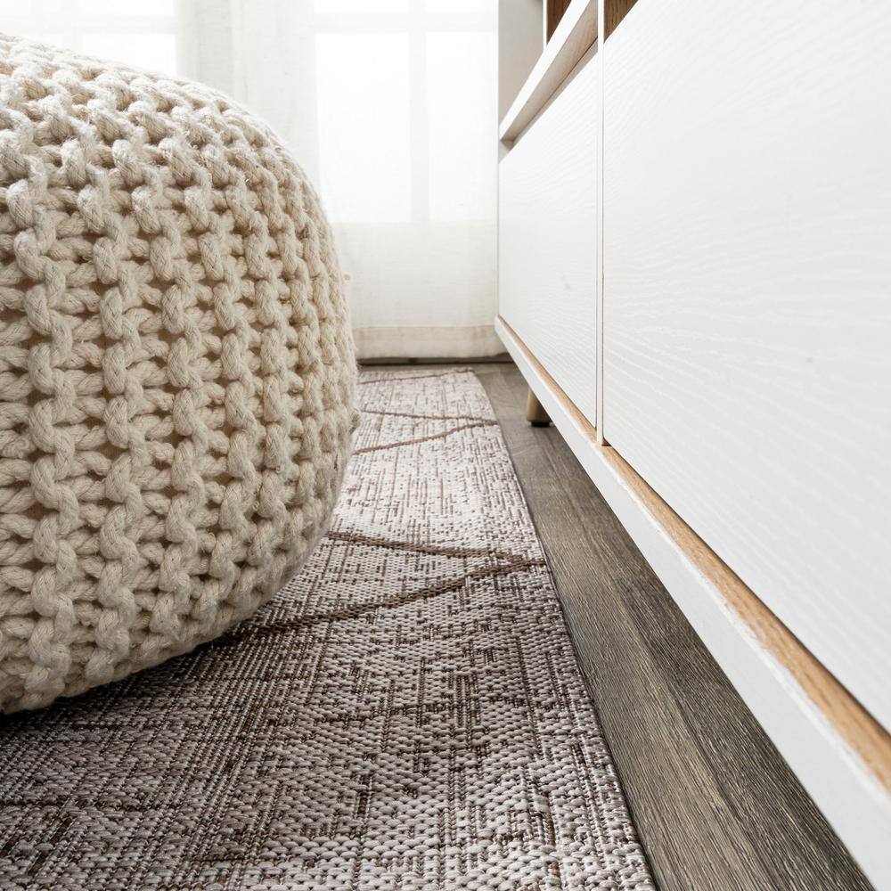 Carwa Handmade Trellis Beige/Brown Synthetic Area Rug - 2x10