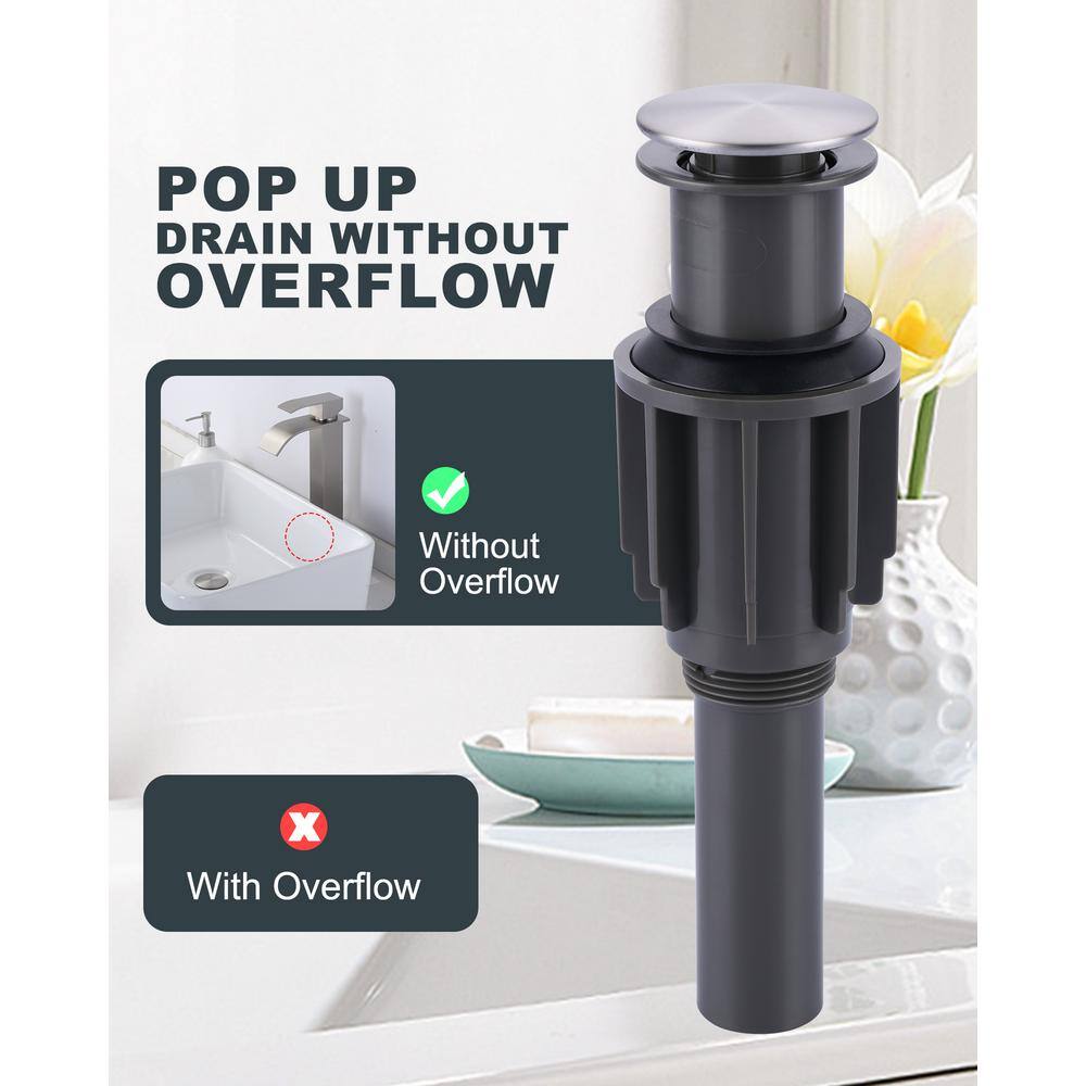 Brushed Nickel Single Handle Waterfall Bathroom Faucet with Pop Up Drain