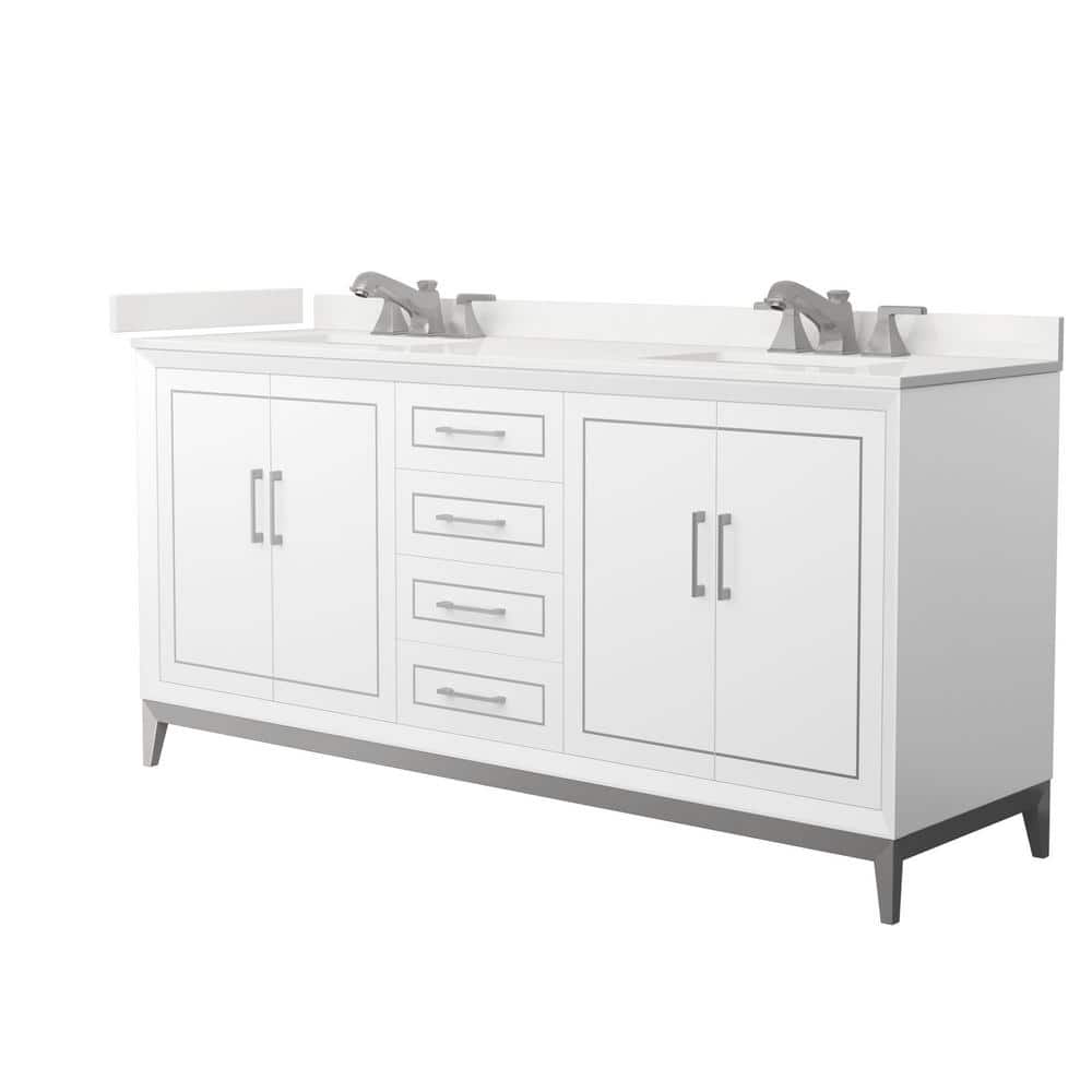 Marlena 72 in. W x 22 in. D x 35.25 in. H Double Bath Vanity in White with White Quartz Top price history on PriceWatchPro