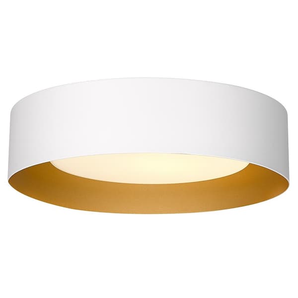 ZACHVO 11.4 in. 1-Light White Flush Mount with Frosted Glass Shade