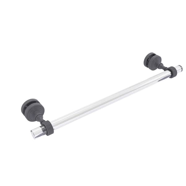 Allied Brass Pacific Grove Collection 18 in. Over-the-door  Single Towel Bar in Matte Gray with Groovy Accents