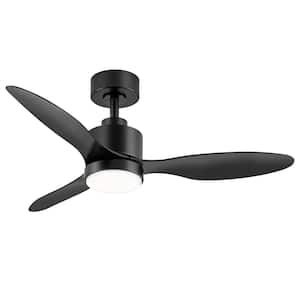 Sawyer 42 in. Indoor Black Ceiling Fan with Integrated LED Light and Remote Control Included