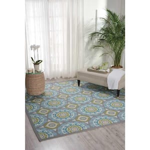 Sun N' Shade Jade 9 ft. x 9 ft. Medallions Contemporary Indoor/Outdoor Square Area Rug