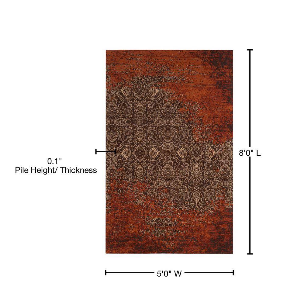 Rust and Brown Flat Woven Rectangular Area Rug