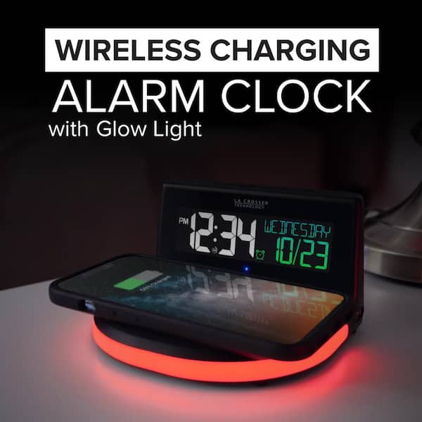 La Crosse Technology Wireless Charging Alarm Clock Glowing light base 617-148-INT Home