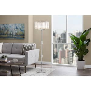 Atherton 60 in. Chrome Floor Lamp with Crystal Shade