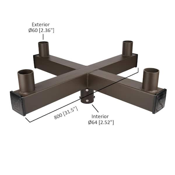 25 in. 90-Degree Quad Low Profile Bullhorn Mounting Bracket Tenon Adapter for Round Outdoor Pole Lights