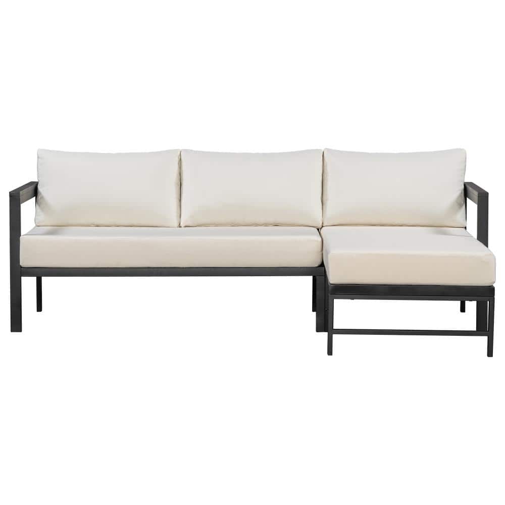 L-Shaped Outdoor Patio Sofa set with Beige Cushions, 3-Seat Sectional for Outdoor price history on PriceWatchPro