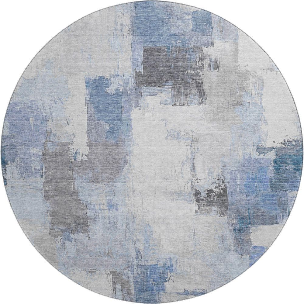 Mayfield Premium Machine Washable Abstract AMF1967 Denim 8 ft. x 8 ft. Round Rug price history on PriceWatchPro