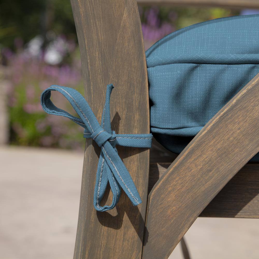 French Blue Tufted Outdoor Rocking Chair Cushion with Polyester Fill