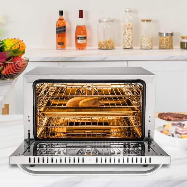 Commercial Convection Oven 60 Qt. Half-Size Conventional Oven 1800 W 4-Tier Toaster Electric Silver Baking Oven, 120 V