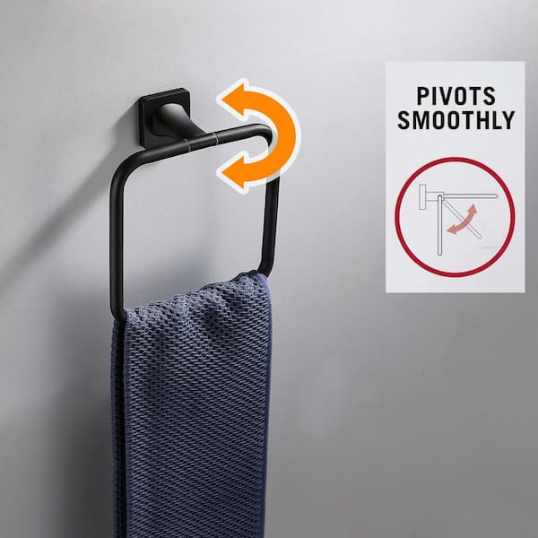 Bath Wall Mounted Towel Ring Hand Towel Holder in Spot Resist Matte Black