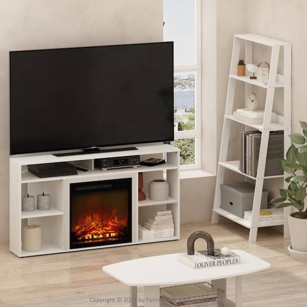 Furinno Jensen 46.54 in. Freestanding Wood Electric Fireplace TV