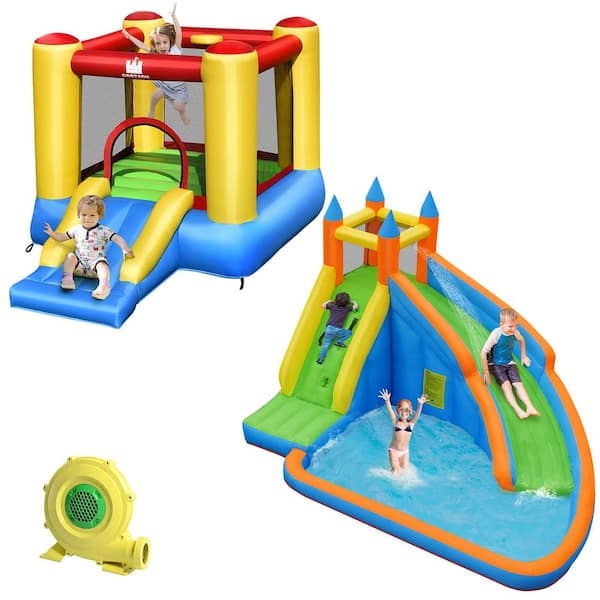 Inflatable Bouncy Castle Water Park Double Water Slide Outdoor Blow Up Bouncer 