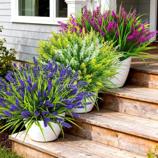 Vine 14 in. Purple Family Outdoor Artificial Lavender Plant in