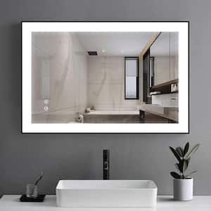 36 in. W x 24 in. H Large Rectangular Framed Vertical and Horizontal Anti-Fog Wall Bathroom Vanity Mirror in Black